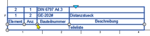 Datei:Software CAD - Fusion-Tutorial - Distanzstueck - Baugruppe - Zusammenbau-Zeichnung Teileliste Spaltenbreiten aendern.gif