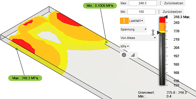 Datei:Software CAD - Tutorial - Analyse - Fusion 360 - Simulation Statisch Legendenbereich ausblenden.gif