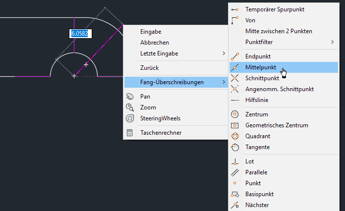 Datei:Software FEM - Tutorial - 2D-Bauteil - strukturiert - AutoCAD - Hilfsraster Linie mit Mittelfang.gif