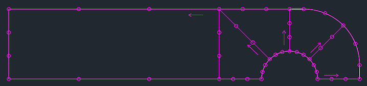 Datei:Software FEM - Tutorial - 2D-Bauteil - strukturiert - AutoCAD - Hilfsraster mit Pfeilen fertig.gif
