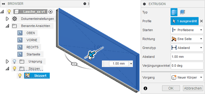 Datei:Software FEM - Tutorial - 2D Komponente - Bauteil-Grundkoerper - Basis-Skizze - Rechteck-Extrusion.gif