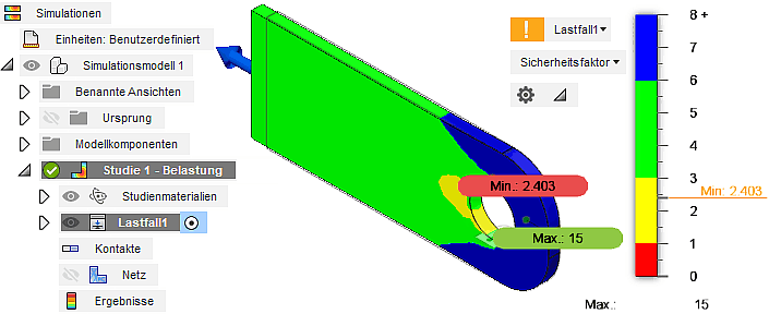 Datei:Software FEM - Tutorial - 2D Komponente - Belastung - Belastungsanalyse - Standarddarstellung Ergebnisse.gif