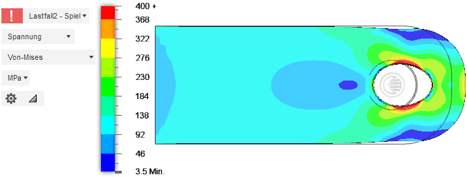 Datei:Software FEM - Tutorial - 2D Komponente - Belastung - Spielpassung - Verformung durch Lagerlast.gif