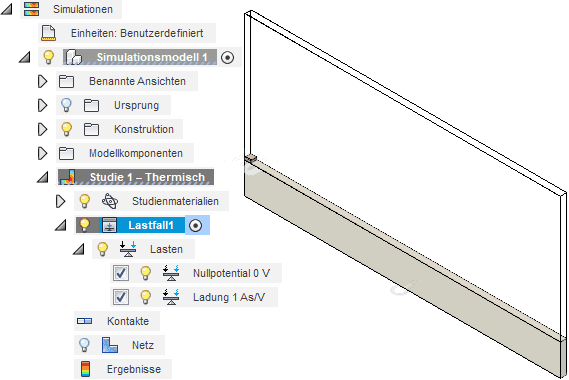 Datei:Software FEM - Tutorial - Elektrostatik - Fusion - Simulation - Thermische Lasten definiert.gif